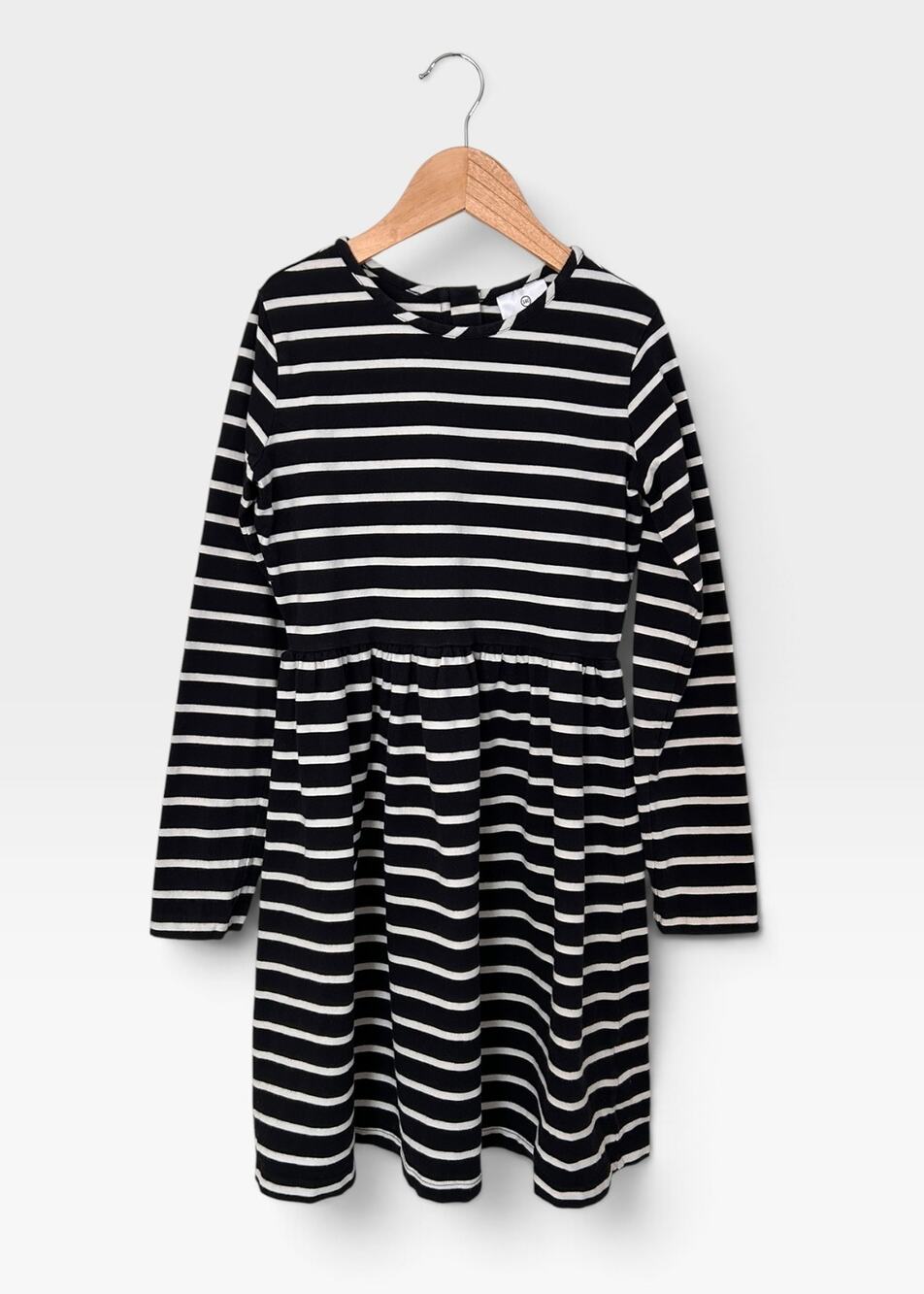 Hanna Andersson Black and White Striped Dress, Size 10